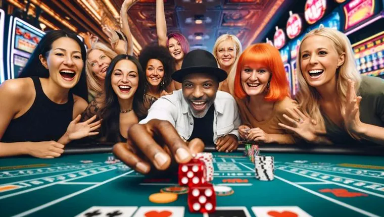 Live casino dealer at a table